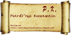 Petrányi Konstantin névjegykártya